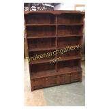 Pine Bookcase W Cupboard Base