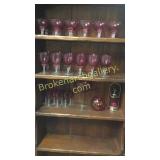 34 pieces of Cranberry Glass & Travel Bar