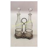 Etched Cut Liquor Bottles in Stand