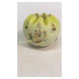 Cased Satin Glass Bowl, Painted Figures