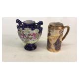 Belleek Peacock Stein, Victorian Vase