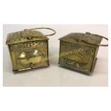 2 Brass Foot Warmers / Pierced Tops