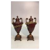 Pair Decorative Lidded Urns
