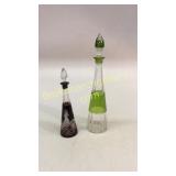 2 Cut Glass Colored Decanters