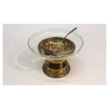 Brass Pedestal Punch Bowl, Plated Ladle