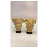 2 Resin Carved Asian Vases