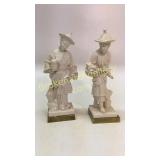 Pair Italian Porcelain Asian Figures