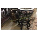 Terra-cotta Pot & Asian Fish Bowl on Stand