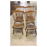 Set of 4 Spindle Back Plank Bottom Chairs