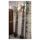 Pair Decorative Metal Palms W Lights