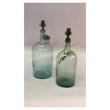 2 Blown Glass Bottle Lamps