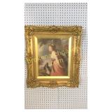 Ornately Framed Print , Girl and Dog