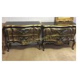 Pair Black Lacquered Bombay Chest