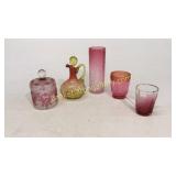 5 Pieces Cranberry and Amberina