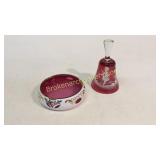 Mary Gregory Table Bell, Bohemian Cut Ashtray