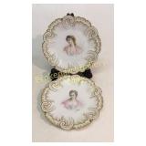 2 Sevres Hand Painted Portrait Plates
