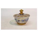 Amber and Cobalt Cut Candy Dish