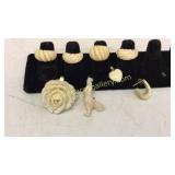 8 Pieces Carved Bone Jewelry
