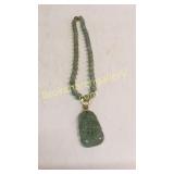 14 K And Jade Stone Necklace with Pendant