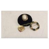14 K Gold Ring, 2 Broaches