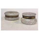 2 Cut Glass Lidded Powder Jars