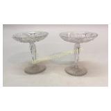 Pair Footed Cut Glass Compotes