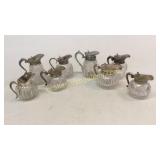 8 Brilliant Cut Glass Pitchers