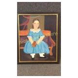 Oil on Canvas Little Girl in Blue Dress