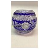 Cobalt Cut Crystal Rose Bowl