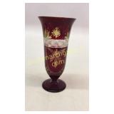 Cranberry Etched/Cut Vase