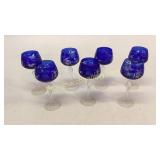 7 Brilliant Cut Cobalt Tall Stems