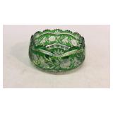 Green Cut Glass Bowl