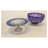 Brilliant Cut Cobalt Bowl and Compote