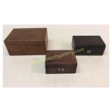 3 Leather Covered Jewelry Boxes
