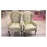 Pair Queen Anne Style Modified Wingbacks