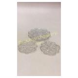 3 Cut Glass Ice Cream Plates