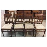 8 Walnut Slat Back Dining Chairs