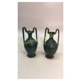 Pair Seagrove Green Glaze Vases