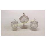 3 Cut Glass Lidded Jars