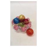 Victorian Cased Glass Bowl, 5 Blown Glass Balls