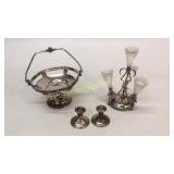 Pair Weighted Sterling Candlesticks, Plated