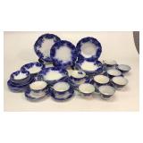48 Pieces Flow Blue China