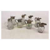 8 Cut Glass Syrup Pitchers