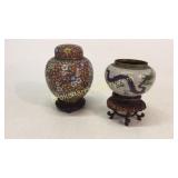 2 Asian Cloisonné On Stands