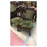 2 Upholstered Mahogany Side Chairs in Velvet