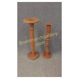 Walnut Bust Stand & Pitch Pine Pricket Candle
