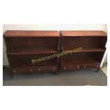 Pair Mahogany Bookcases W Drawers