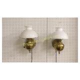 2 Brass Wall Lamps, Electrified