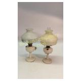 2 Aladdin Lincoln Drape Milk Glass Lamps