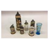 7 German Steins, Glass